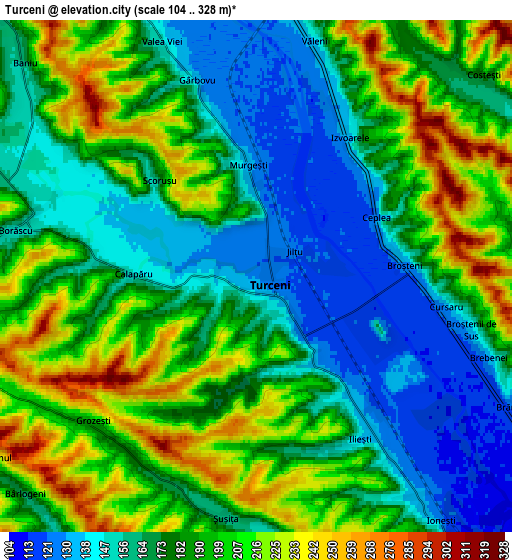 Zoom OUT 2x Turceni, Romania elevation map