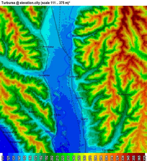 Zoom OUT 2x Turburea, Romania elevation map