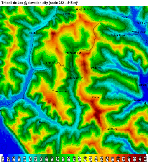 Zoom OUT 2x Tritenii de Jos, Romania elevation map