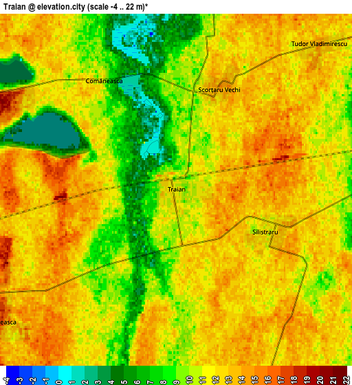 Zoom OUT 2x Traian, Romania elevation map