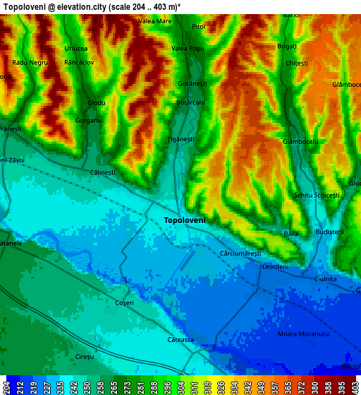 Zoom OUT 2x Topoloveni, Romania elevation map