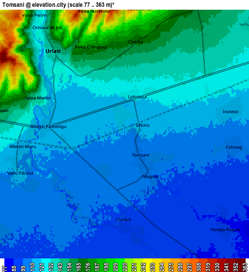 Zoom OUT 2x Tomşani, Romania elevation map