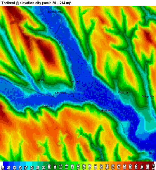 Zoom OUT 2x Todireni, Romania elevation map