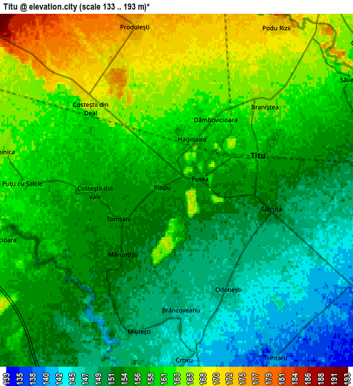 Zoom OUT 2x Titu, Romania elevation map