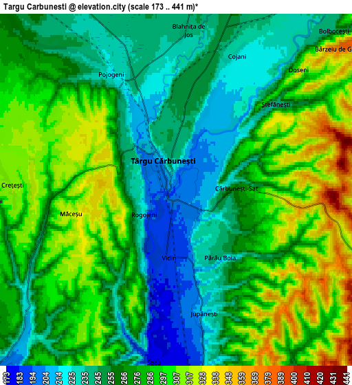 Zoom OUT 2x Târgu Cărbuneşti, Romania elevation map