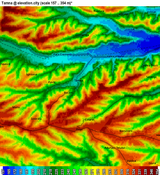 Zoom OUT 2x Tâmna, Romania elevation map