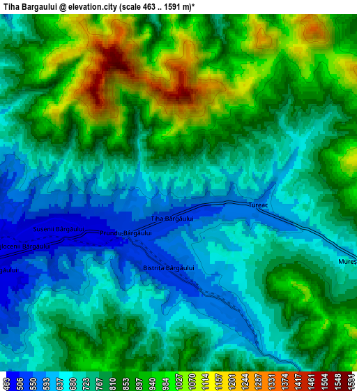 Zoom OUT 2x Tiha Bârgăului, Romania elevation map