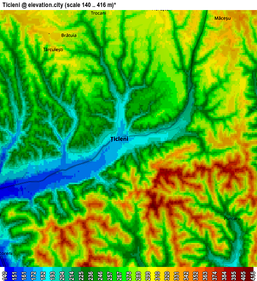 Zoom OUT 2x Ţicleni, Romania elevation map