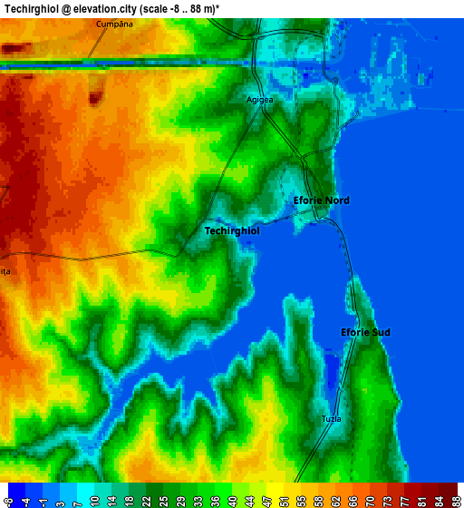 Zoom OUT 2x Techirghiol, Romania elevation map