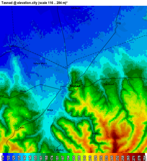 Zoom OUT 2x Tăşnad, Romania elevation map