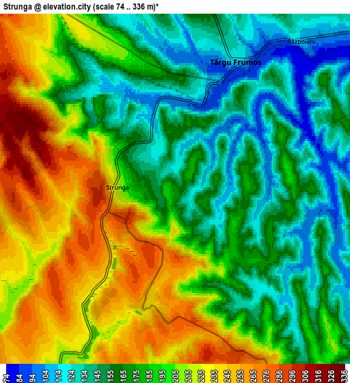 Zoom OUT 2x Strunga, Romania elevation map