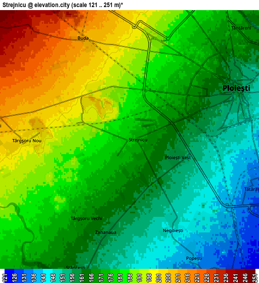 Zoom OUT 2x Strejnicu, Romania elevation map