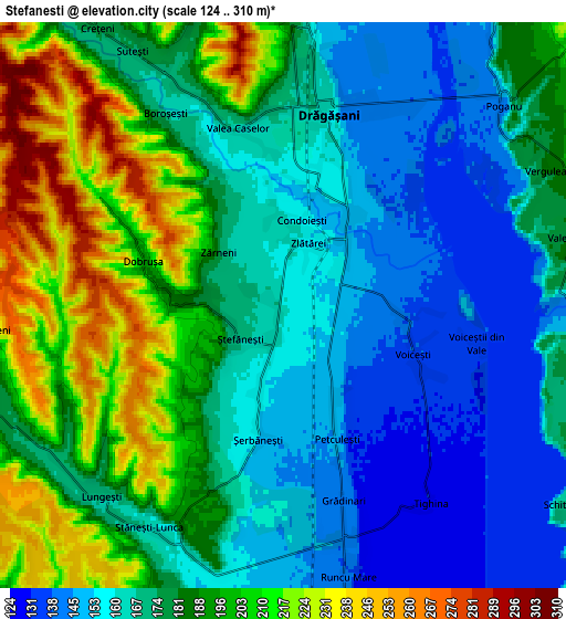 Zoom OUT 2x Ştefăneşti, Romania elevation map