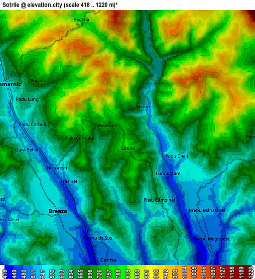 Zoom OUT 2x Şotrile, Romania elevation map