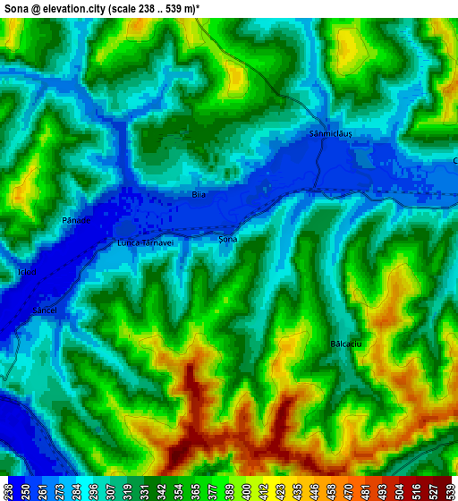 Zoom OUT 2x Şona, Romania elevation map