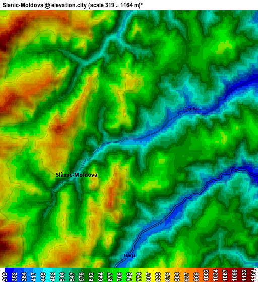 Zoom OUT 2x Slănic-Moldova, Romania elevation map