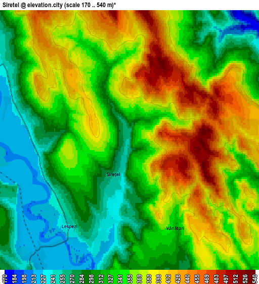 Zoom OUT 2x Sireţel, Romania elevation map