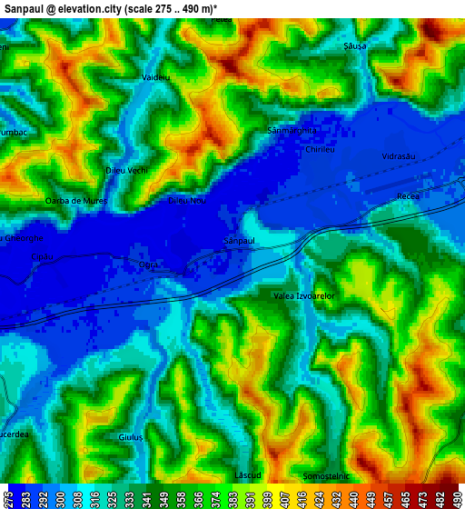 Zoom OUT 2x Sânpaul, Romania elevation map