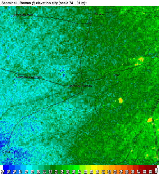 Zoom OUT 2x Sânmihaiu Român, Romania elevation map