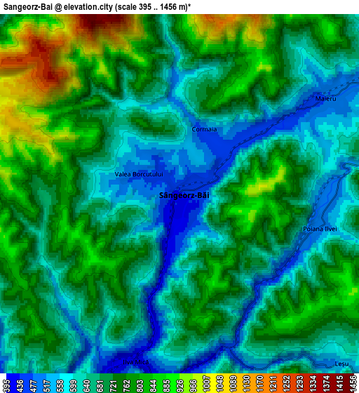 Zoom OUT 2x Sângeorz-Băi, Romania elevation map