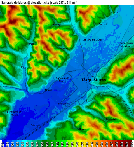 Zoom OUT 2x Sâncraiu de Mureş, Romania elevation map