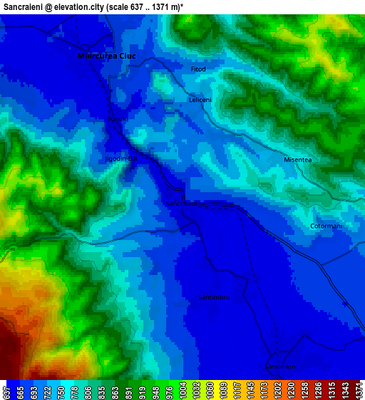 Zoom OUT 2x Sâncrăieni, Romania elevation map