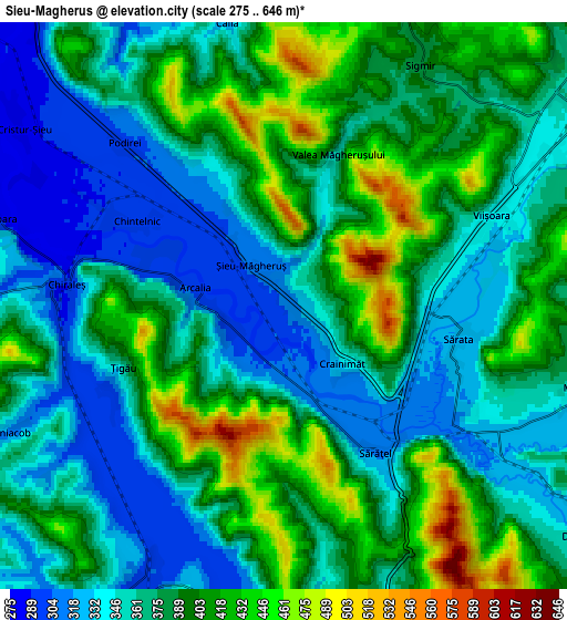 Zoom OUT 2x Şieu-Măgheruş, Romania elevation map