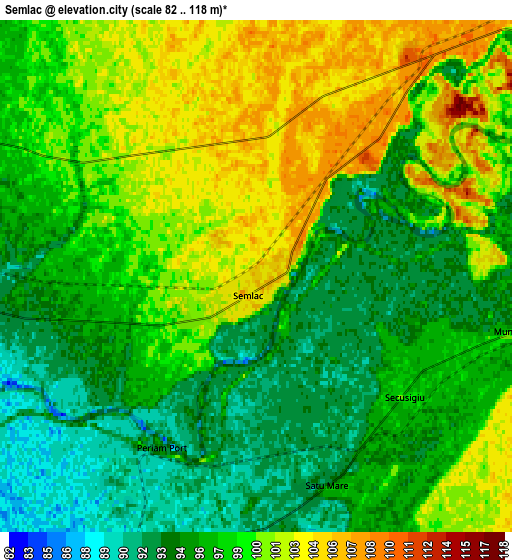 Zoom OUT 2x Semlac, Romania elevation map