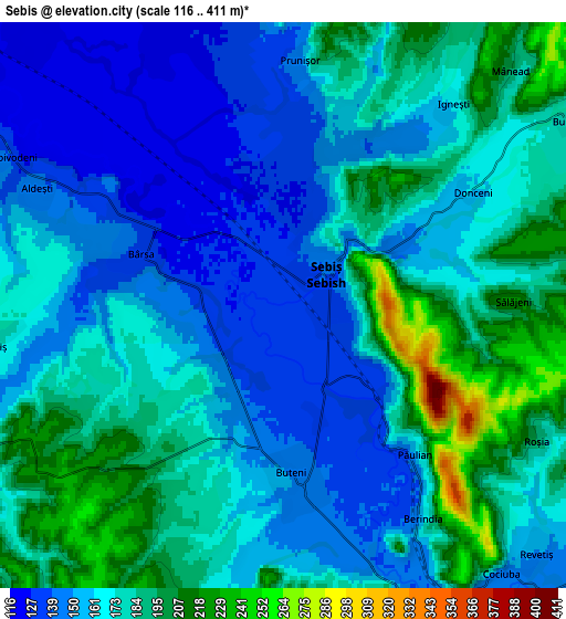 Zoom OUT 2x Sebiş, Romania elevation map