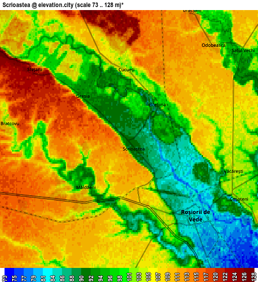 Zoom OUT 2x Scrioaştea, Romania elevation map