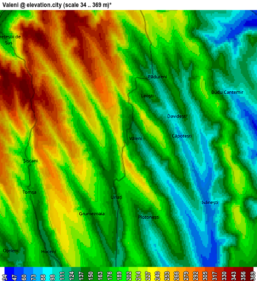 Zoom OUT 2x Văleni, Romania elevation map