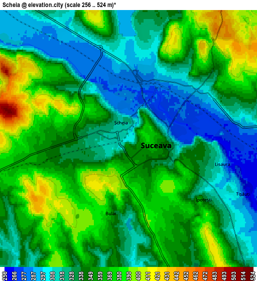 Zoom OUT 2x Scheia, Romania elevation map