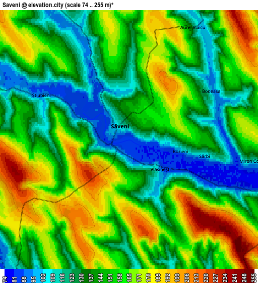 Zoom OUT 2x Săveni, Romania elevation map