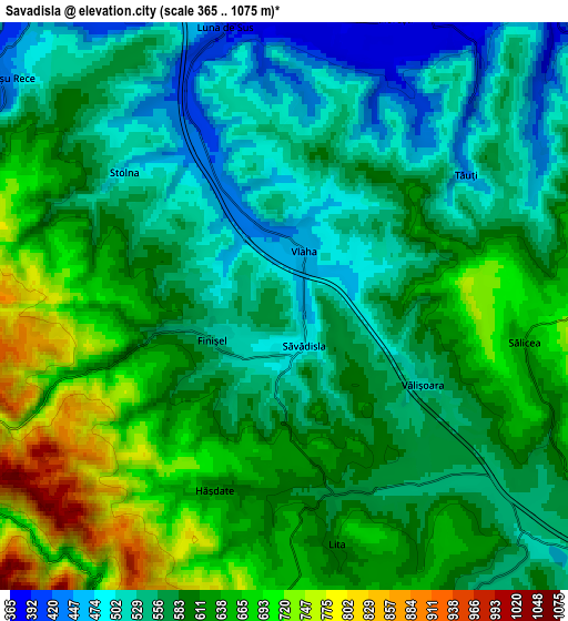 Zoom OUT 2x Săvădisla, Romania elevation map