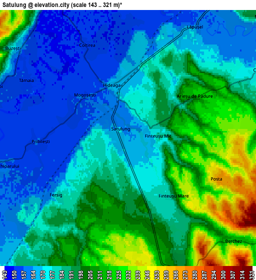 Zoom OUT 2x Satulung, Romania elevation map