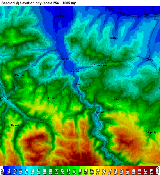 Zoom OUT 2x Săsciori, Romania elevation map