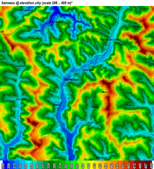 Zoom OUT 2x Sărmaşu, Romania elevation map