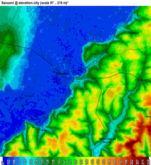 Zoom OUT 2x Săcueni, Romania elevation map