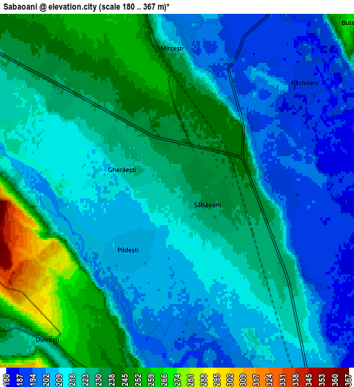 Zoom OUT 2x Săbăoani, Romania elevation map