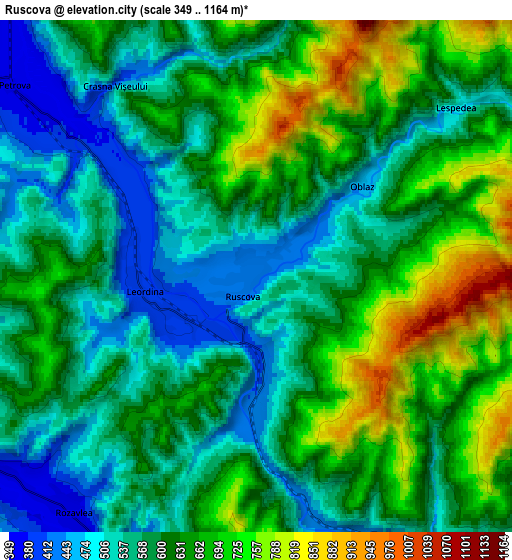Zoom OUT 2x Ruscova, Romania elevation map