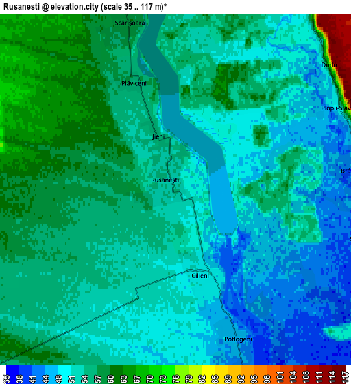 Zoom OUT 2x Rusăneşti, Romania elevation map