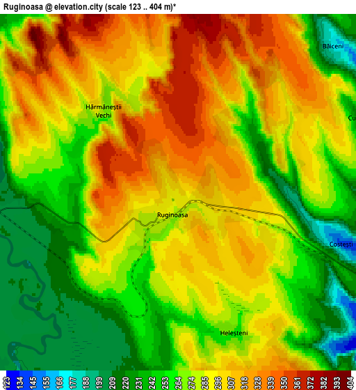 Zoom OUT 2x Ruginoasa, Romania elevation map