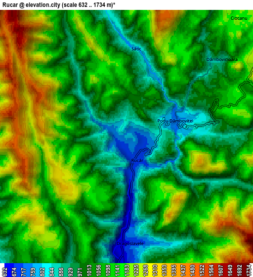 Zoom OUT 2x Rucăr, Romania elevation map