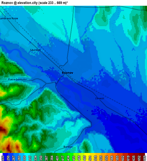 Zoom OUT 2x Roznov, Romania elevation map