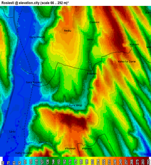 Zoom OUT 2x Roşieşti, Romania elevation map