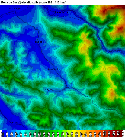 Zoom OUT 2x Rona de Sus, Romania elevation map