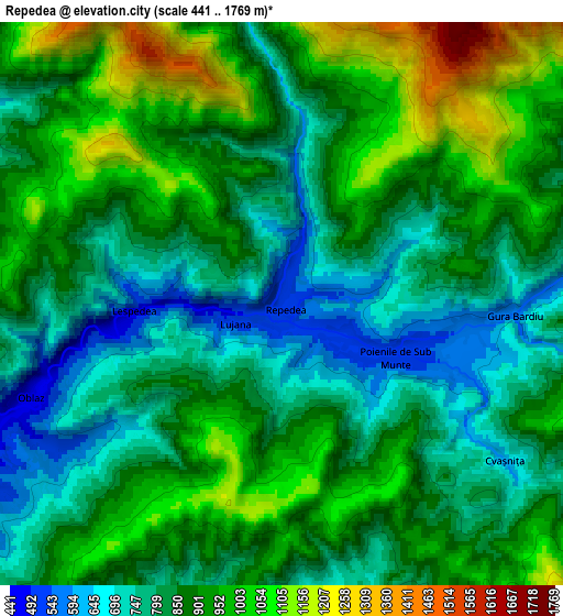 Zoom OUT 2x Repedea, Romania elevation map