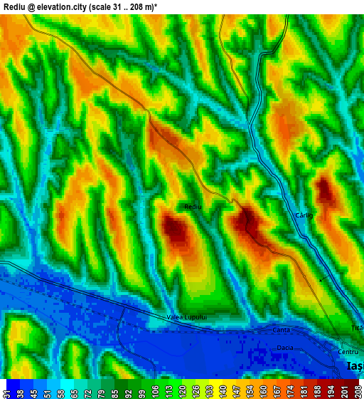 Zoom OUT 2x Rediu, Romania elevation map