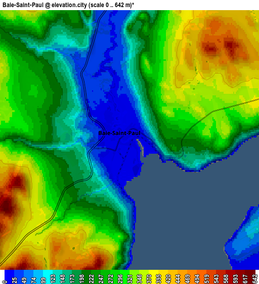 Zoom OUT 2x Baie-Saint-Paul, Canada elevation map