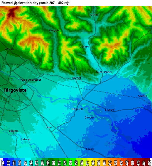 Zoom OUT 2x Răzvad, Romania elevation map